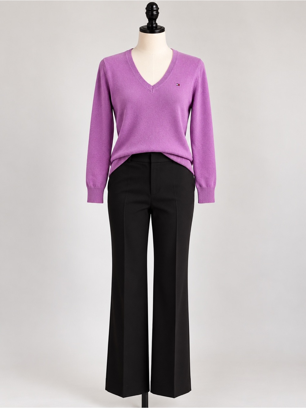 Tommy Hilfiger Pima Cotton V-Neck Sweater Purple Pink M